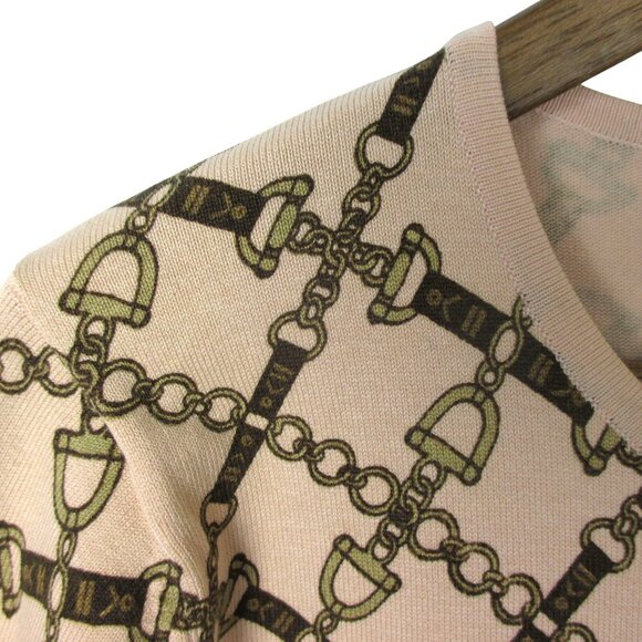 Jones New York Cardigan Silk Blend Sze S Equestrian Bridle Pattern Old Money - Picture 3 of 6